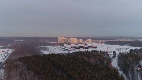 Aerial view of Oil storage near the residential area 01