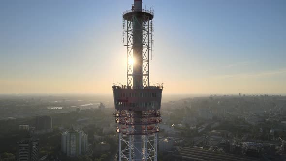 TV Tower in the Morning at Dawn in Kyiv, Ukraine