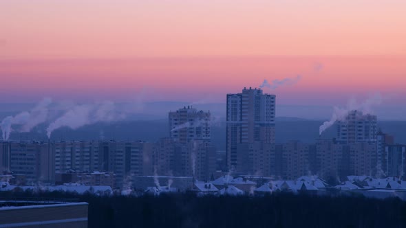 Time lapse of a city on a cold winter evening