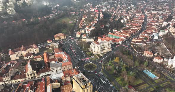 Aerial Drone View of Brasov Romania