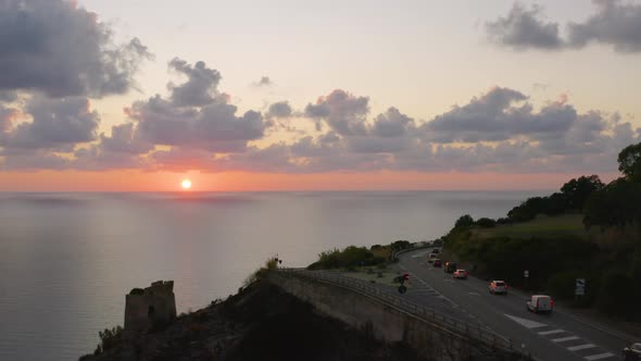 Sunset and Road in the Mountains