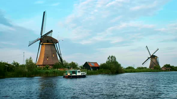 Windmills at Kinderdijk in Holland. Netherlands