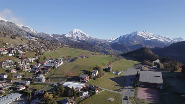 Aerial Views of the Municipality of Leysin in Aigle Switzerland