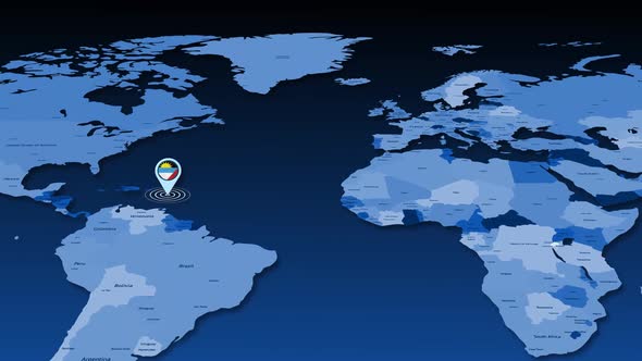 Antigua And Barbuda Flag Icon Gps Location Tracking Animation On Earth Map