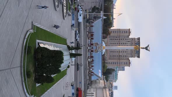 Vertical Video of the Center of Kyiv Ukraine