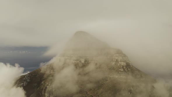 Aerial View of Table Mountain peak Signal Hill Nature Reserve, South Africa.