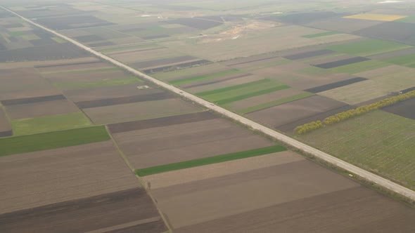 Aerial Top View of a Agriculture Fields