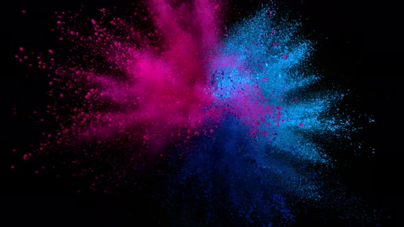 Super Slowmotion Shot of Color Powder Explosion Isolated on Black Background at 1000Fps