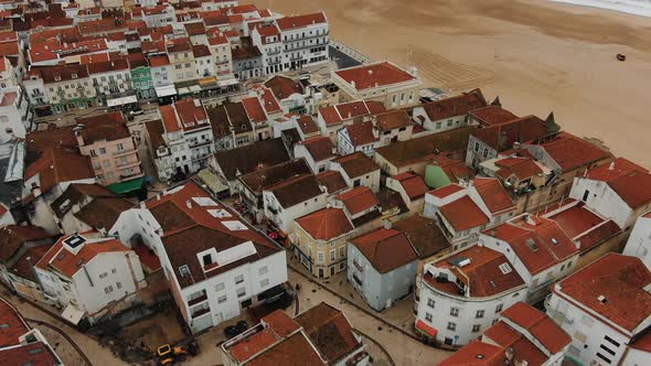 Panoramic View of Town Located Near Beach Washed By Ocean