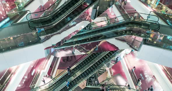 Escalators in Modern Shopping Mall