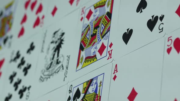 Deck Of Playing Cards Is Spread Out On A Table In A Casino