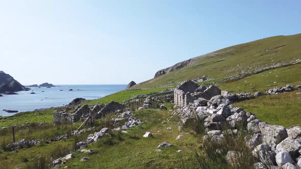 Abandoned Village at An Port Between Ardara and Glencolumbkille in County Donegal  Ireland