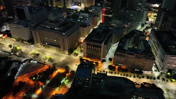 Night scape of downtown district of Rio de Janeiro Brazil.