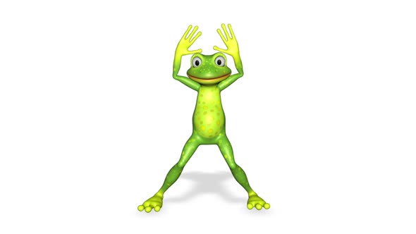 Frog Jumping Looped White Background