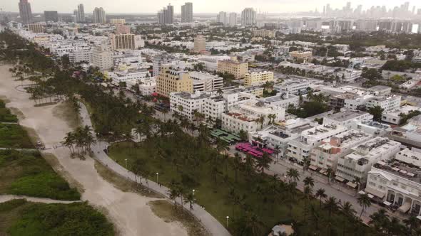 Aerial Miami Beach Ocean Drive March Spring Break 2021