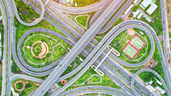 4K : Aerial view shot of fast moving Highway road