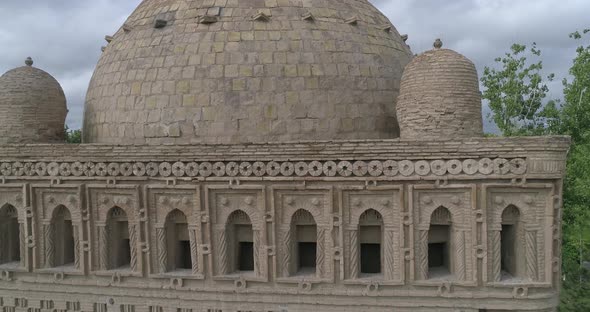 Ismail Samani Tomb. Historic Bukhara City of Uzbekistan. Drone Shooting.