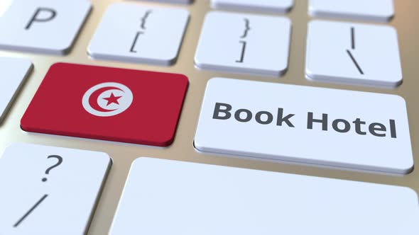 BOOK HOTEL Text and Flag of Tunisia on the Buttons