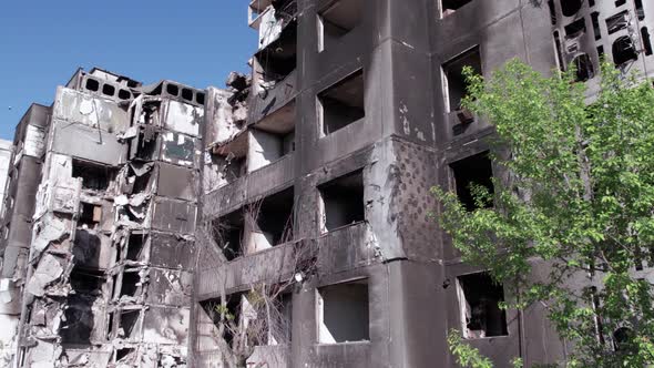 Borodyanka Ukraine  a Destroyed Building During the War Bucha District