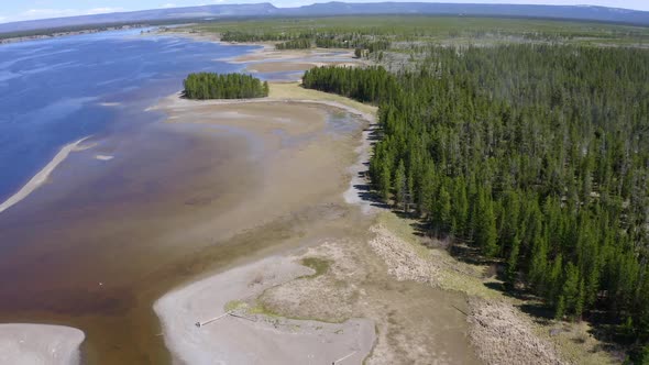 View of the landscape near West Yellowstone at Hebgen Lake