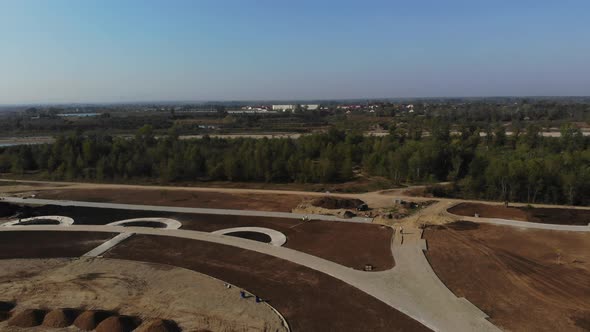 Aerial view of the construction site.