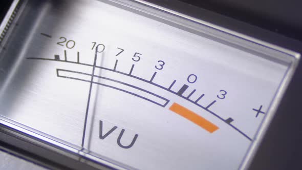 Analog Signal Indicator with Arrow. Meter of the Audio Signal in Decibels.