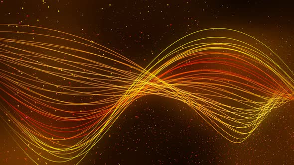 Yellow Color Technology Data Particle Ribbon Line Animated