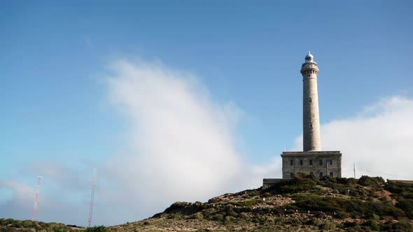 Cape Palos Lighthouse, Spain. Timelapse