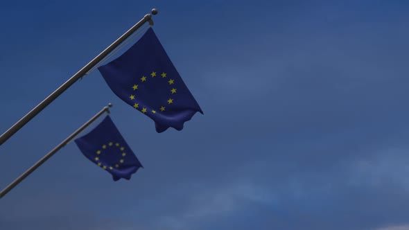 Eu Flags In The Blue Sky - 2K