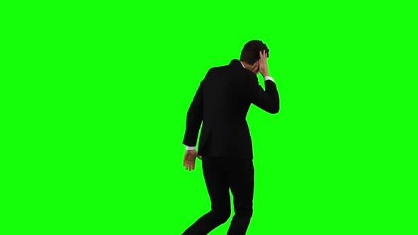 Man Is in a Hurry To Work, He Starts To Run. Green Screen