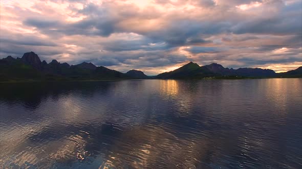 Calm waters of fjord on Vesteralen in Norway