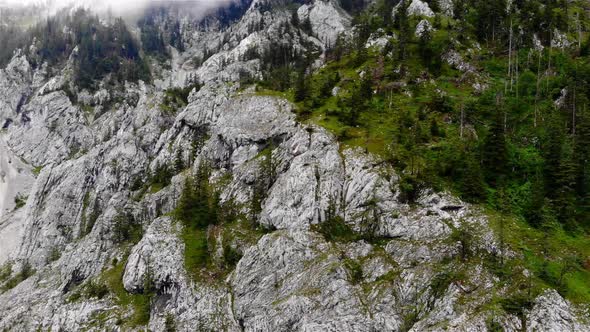 Rock fall on the Traunstein in Gmunden in Upper Austria drone video