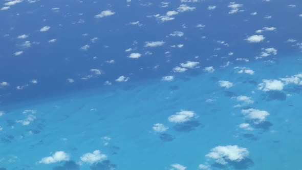 Flying over The Bahamas. Beautiful ocean colors. 