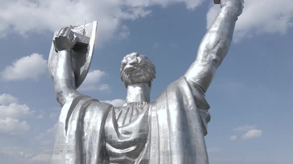 Kyiv, Ukraine: Aerial View of the Motherland Monument. Flat, Gray