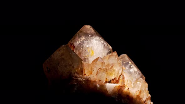 Cluster of Brown Smoky Quartz Crystals and Black Background