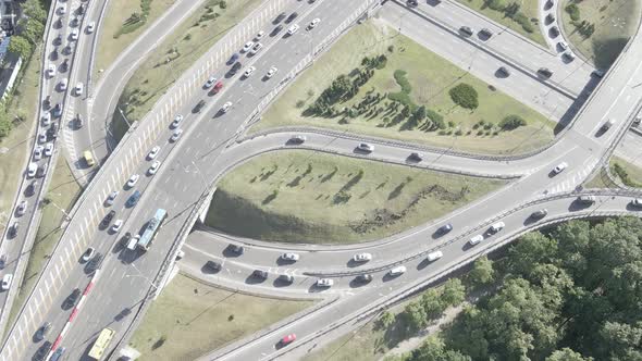 Kyiv. Ukraine: Road Junction. Aerial View, Flat, Gray