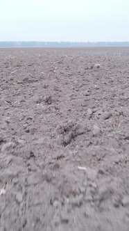 Vertical Video of a Field with Plowed Land in Autumn Slow Motion