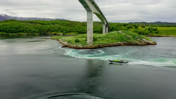 Waves of Water of the River and the Sea Meet Each Other During High Tide and Low Tide.