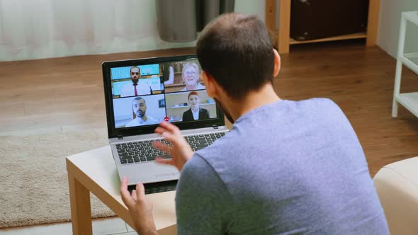 Man Talking Business Strategy on Video Call