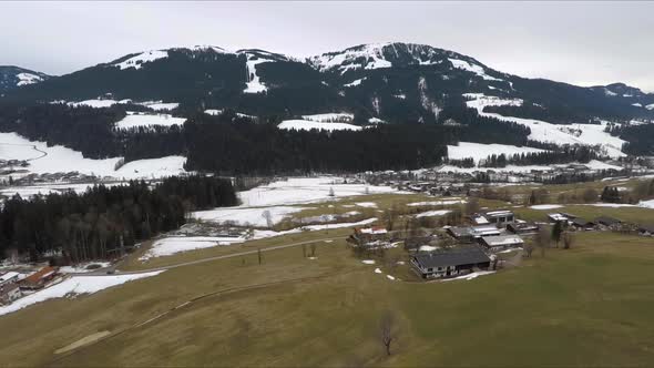 Flying Drone over Swiss Alps in Austria