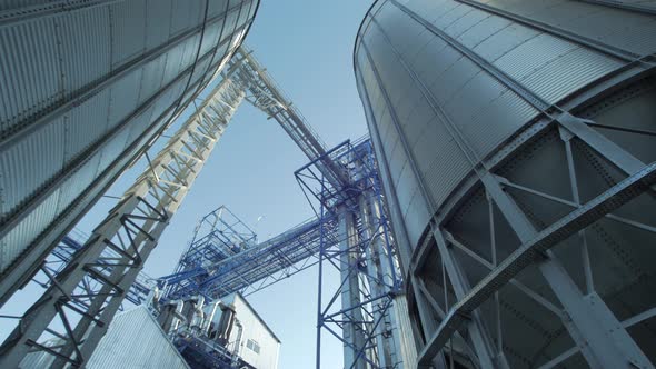 Low angle of grains plant silos