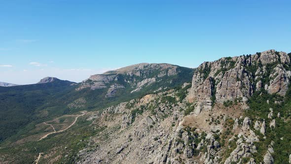 Drone Flight Near Mount Demerdzhi in Crimea Russia