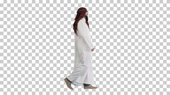 Serious sheikh having a walk, Alpha Channel