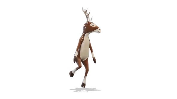Happy Deer Dancing A Funny Dance on White Background