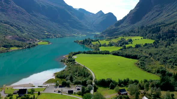 Beautiful lake surrounded by mountains