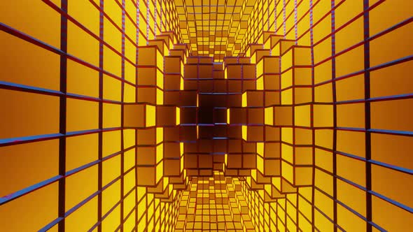 Golden Cube Tunnel Vj Loop Background 4K