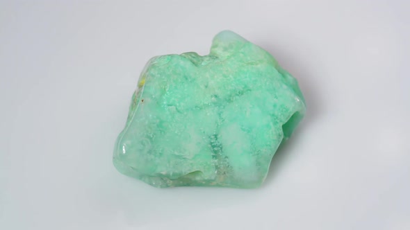 Natural Chrysoprase Rough on the Turning Table