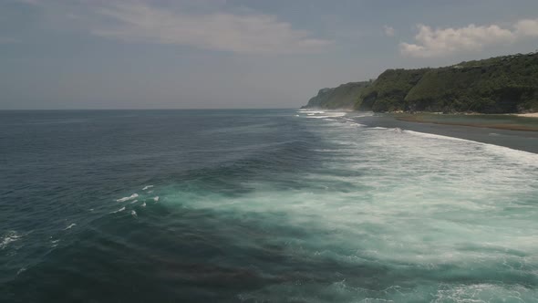 Water Surface with Big Waves, Aerial view.Bali