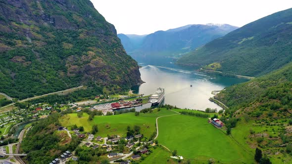 Aurlandsfjord Town Of Flam at Dawn.