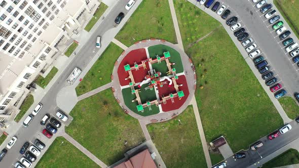 Top View of the New Playground in the New District of Minsk